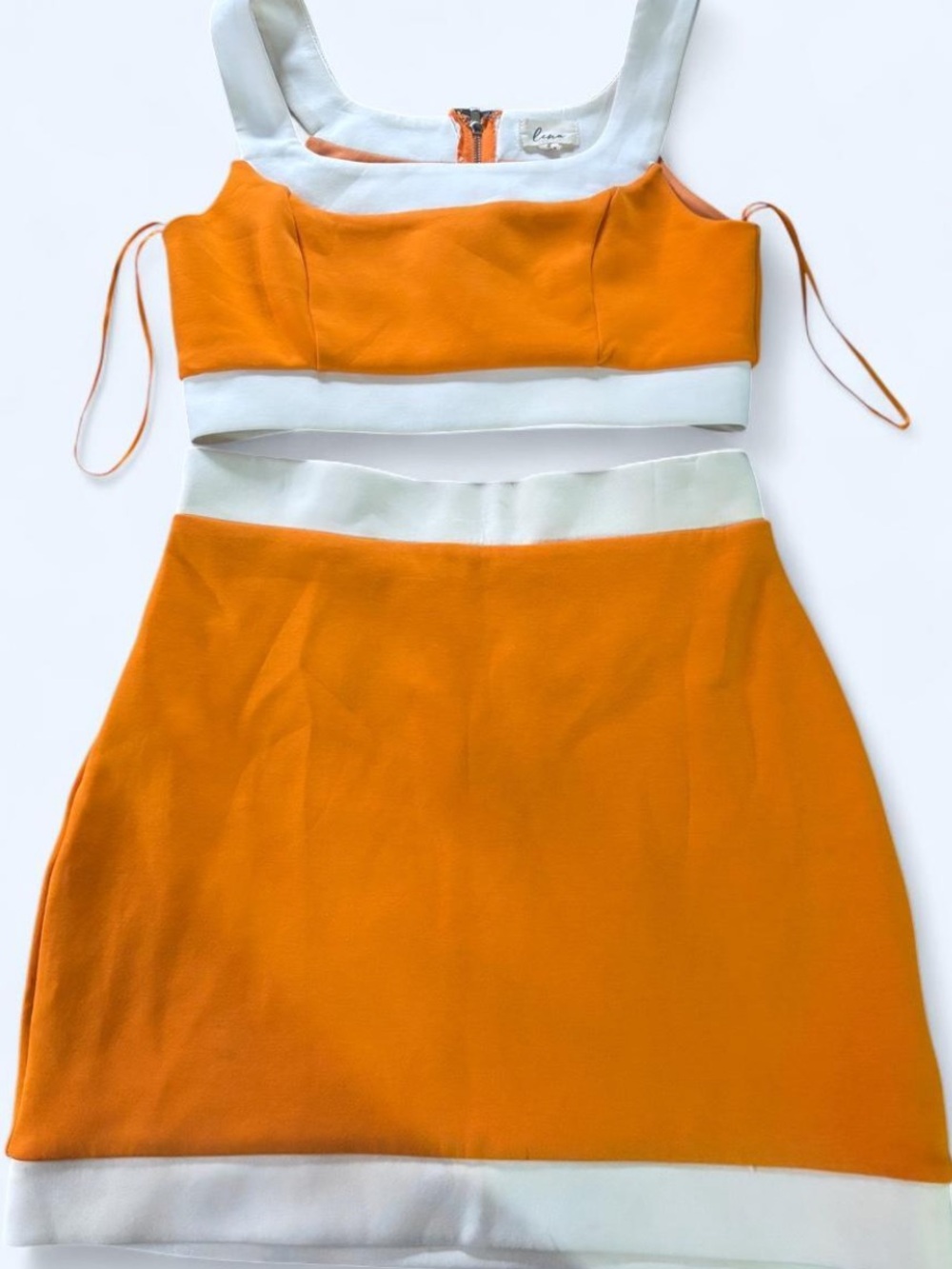 Lena Orange and White Colorblock Dress Set